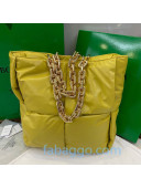 Bottega Veneta The Chain Tote Bag in Padded Woven Calfskin Yellow 2020