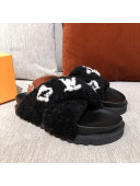 Louis Vuitton Paseo Flat Comfort Shearling Sandals Black 2021