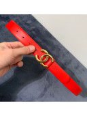 Chanel Calfskin Belt 30mm with CC Buckle Bright Red