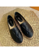 Louis Vuitton LV Grained Leather Espadrilles Black 2021