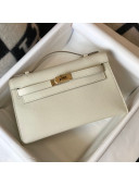 Hermes Kelly Mini Pouchette Bag 22cm in Epsom Leather White/Gold 2020