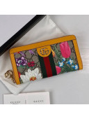 Gucci Ophidia GG Flora Zip Around Wallet 523154 Yellow 2019