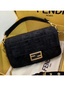 Fendi FF Velvet Medium Baguette Flap Bag Black 2019