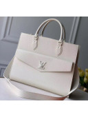 Louis Vuitton Lockme Tote MM Bag in Grainy Calfskin M55846 White 2020