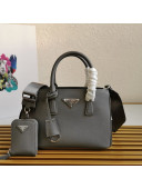 Prada Saffiano Leather Top Handle Bag 1BA296 Grey 2021