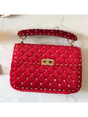 Valentino Garavani Rockstud Velvet Spike Medium Chain Bag Red 2018