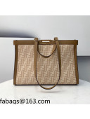 Fendi Peekaboo X-Tote FF Wool Tote Bag Beige 2021 8512