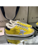 Golden Goose Super-Star Sneakers in Yellow Suede With Silver Star and Shearling Lining 2021