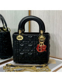 Dior Dioramour My ABCDior Lady Dior Mini Bag in Black Cannage Lambskin with Heart Motif 2021