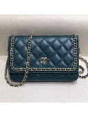 Chanel Quilted Lambskin Chain Trim Wallet on Chain WOC AP0674 Green 2019