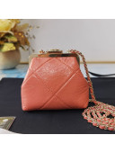 Chanel Quilted Shiny Aged Lambskin Clutch with Chain AP1555 Coral Pink 2020