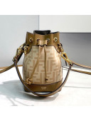 Fendi Mon Tresor Mini Bucket Bag Beige FF Wool 2021