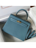 Hermes Kelly 25cm Top Handle Bag in Epsom Leather Denim Blue 2021