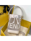 Fendi Mon Tresor Mini Bucket Bag in White Leather and Mesh 2021