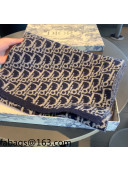 Dior Oblique Cashmere Wool Scarf 30x190cm Navy Blue 2021 110414