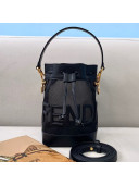 Fendi Mon Tresor Mini Bucket Bag in Black Leather and Mesh 2021