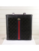 Gucci Sylvie GG Velvet Medium Tote 523781 Black 2019