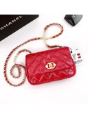 Chanel Calfskin Mini Flap Bag with Imitation Pearls AS3000 Red 2021