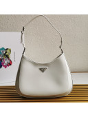 Prada Cleo Brushed Leather Shoulder Bag 1BC156 White 2021