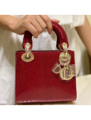 Dior Mini Lady Dior Bag in Python Leather Deep Red 2021