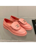 Chanel Leather Loafers with CC Foldover Coral Pink 2021