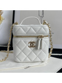 Chanel Lambskin Vanity Case Clutch with Chain White 2021