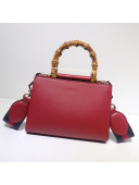 Gucci Leather Bamboo Top Handle Bag 470271 Red 2021