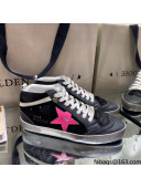 Golden Goose Mid-Star Sneakers in Black Suede with Rosy Star 2021