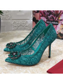 Dolce&Gabbana DG Lace Crystal High- Heel Pumps Green 2021