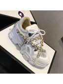 Gucci Flashtrek Lace-up Sneaker with Crystals White 2018