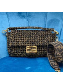 Fendi Jacquard Fabric Interlace Medium Baguette Bag Brown 2020 (Top)