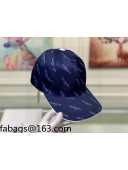 Balenciaga Signature Silk Baseball Hat Navy Blue 2021