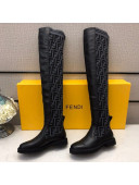 Fendi FF Knit Sock Over- Knee High Boots Black/Grey 2020