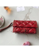 Valentino Candystud Clutch Bag in Soft Lambskin Leather Red 2018