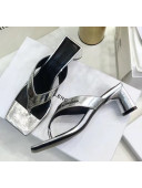 BalenciMetallicaga Double Square 60mm Open Back Sandal in Metallic Leather Silver 2020