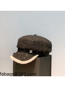 Chanel Shearling and Tweed Octagonal Hat Black 2021