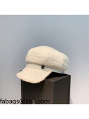 Chanel Shearling and Tweed Octagonal Hat White 2021