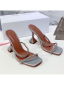 Amina Muaddi Sequins Crystal Sandals 9.5cm Silver 2021