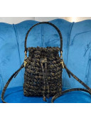 Fendi Jacquard Fabric Interlace Mon Tresor Mini Bucket Bag Brown 2020(Top)