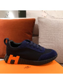 Hermes Bouncing Suede Sneakers Navy Blue 2021 09 (For Women and Men)