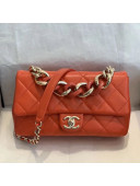 Chanel Quilted Lambskin Medium Flap Bag with Resin Chain AS1353 Orange 2019