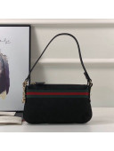 Gucci GG Canvas Web Small Shoulder Bag 145970 Black 2021