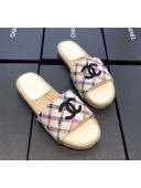 Chanel CC Weave Plaid Espadrilles Sandal White/Pink/Blue 2019