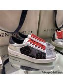 Golden Goose Stardan Sneakers in Black Mesh and Silver Leather 2021