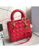 Dior Lady Dior Medium Bag in Cannage Lambskin Bright Red/Gold 2019