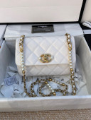 Chanel Calfskin Mini Flap Bag with Imitation Pearls AS3000 White 2021 