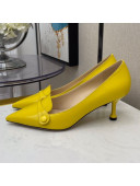 Prada Shiny Calfskin Pumps 6.5cm Yellow 2021