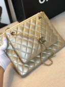 Chanel Quilted Shiny Lambskin Double Clutch with Chain AP1073 Gold 2019