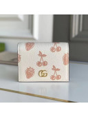 Gucci GG Marmont Berry Print Leather Card Case Wallet 456126 White 2021 