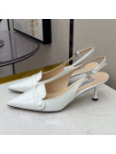 Prada Shiny Calfskin Slingback Pumps White 2021